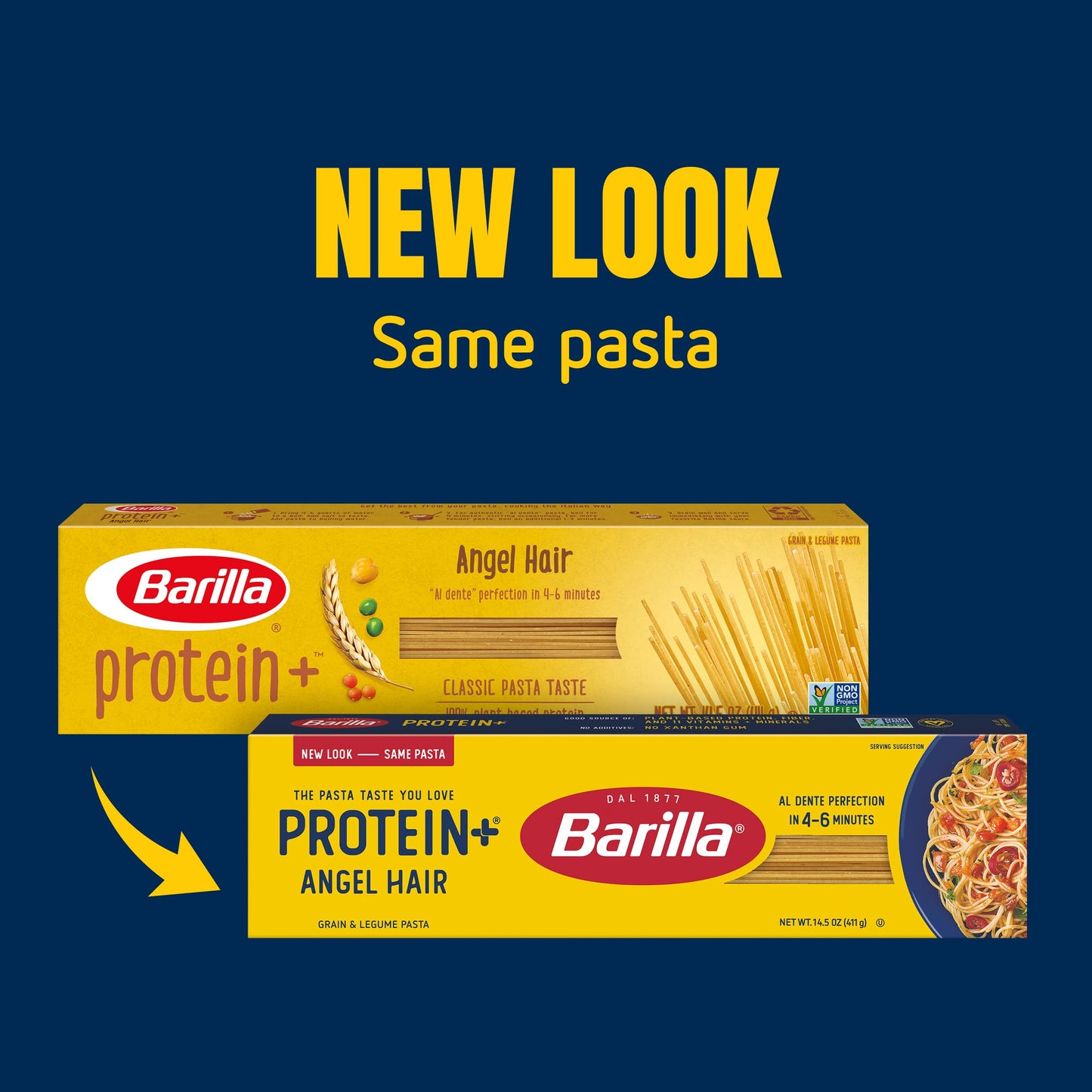 Barilla Protein+ (Plus) Angel Hair - Protein From Lentils, Chickpeas & Peas - Good Source Of Plant-Based Protein - Protein Pasta - Non-Gmo - Kosher Certified - 14.5 Ounce Box (Pack Of 20)