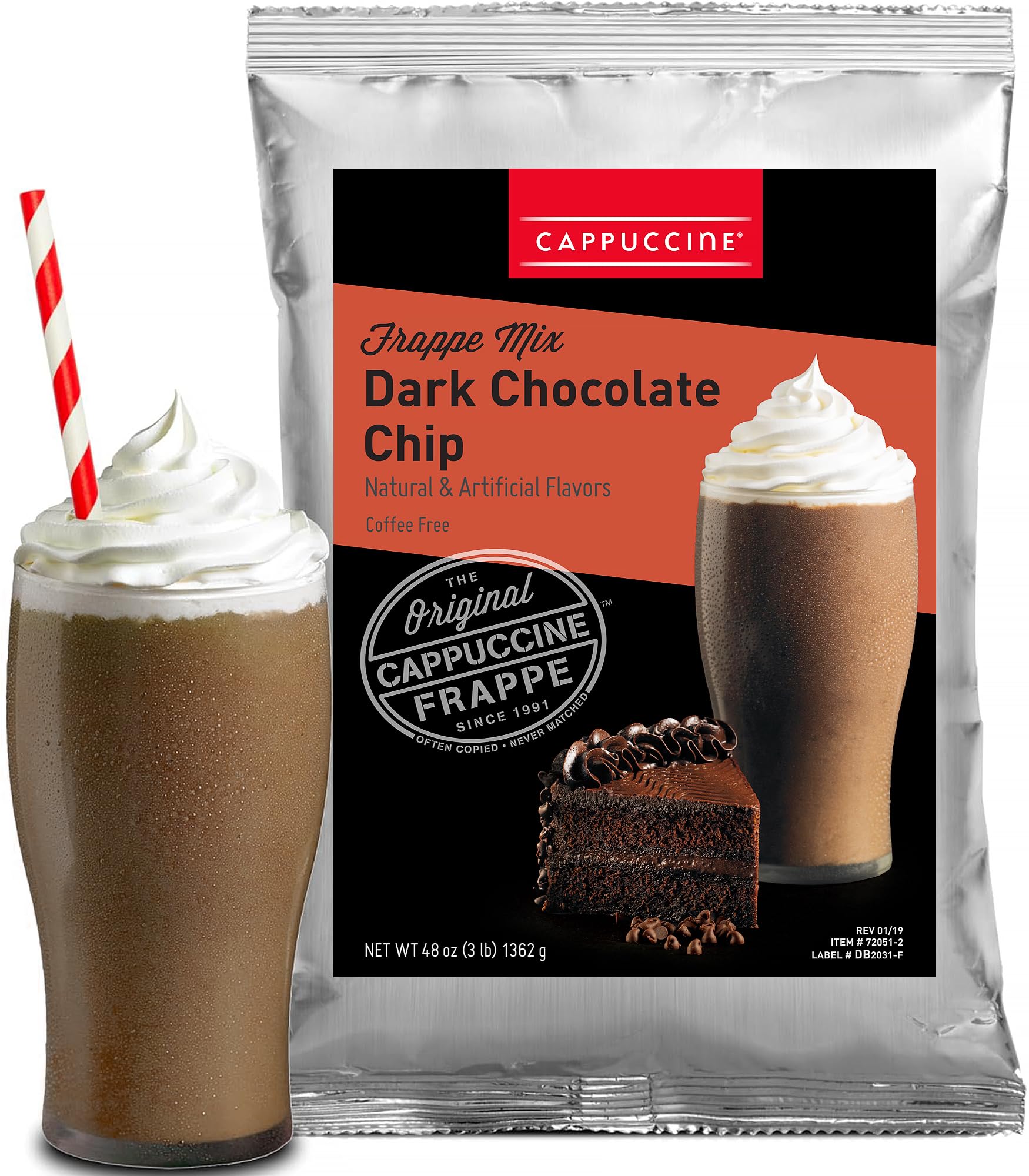 Cappuccine Dark Chocolate Chip Frappe Mix, 3 Pound (Pack of 1)