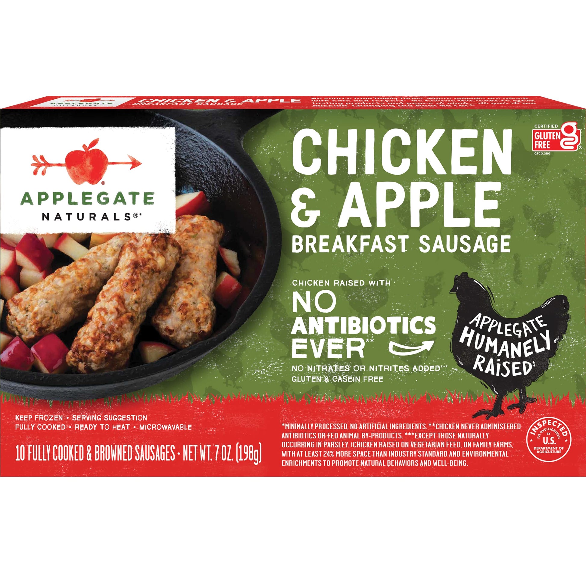 Applegate, Natural Chicken & Apple Breakfast Sausage, 7oz (Frozen)