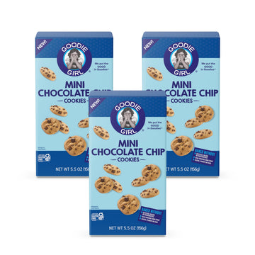 Goodie Girl Mini Chocolate Chip Cookies, Gluten Free, Peanut Free, Egg Free, Dairy Free, Box (3 Pack), Model AMZ434