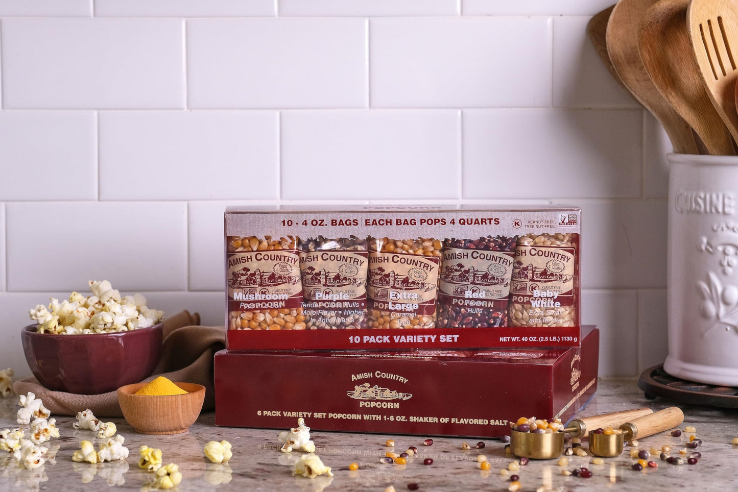 Amish Country Popcorn | 4 Ounce Variety Kernel Gift Set (10 Pack Assorted) | Old Fashioned, Non-GMO and Gluten Free (4oz Each, 1