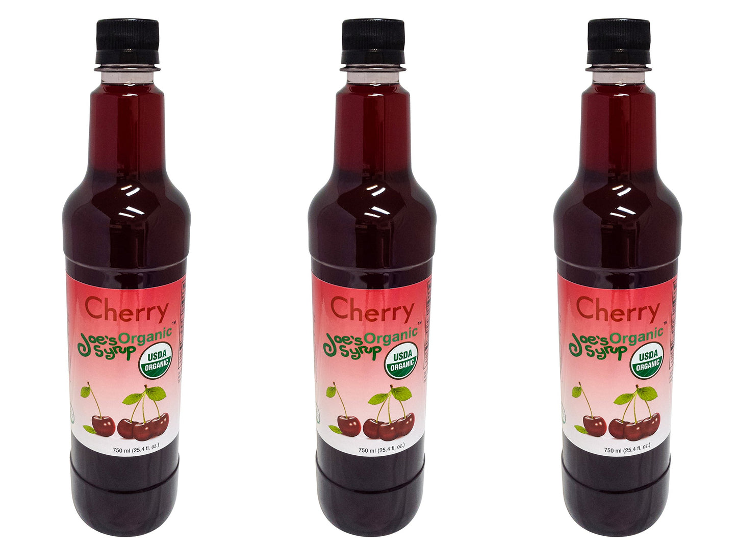 Joes Syrup Organic Flavored Syrup, Organic Cherry, 750 ml (3 Pack)