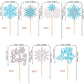 28 PCS Snowflake Oh Baby Cupcake Toppers Glitter Winter Frozen Theme Baby Snowflake Cupcake Picks for Winter Wonderland Gender R