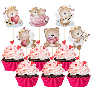 36Pcs Happy Valentine'S Day Cupcake Toppers Sweet Love Valentine Cupcake Picks For Valentine'S Day Theme Birthday Party Cake Dec