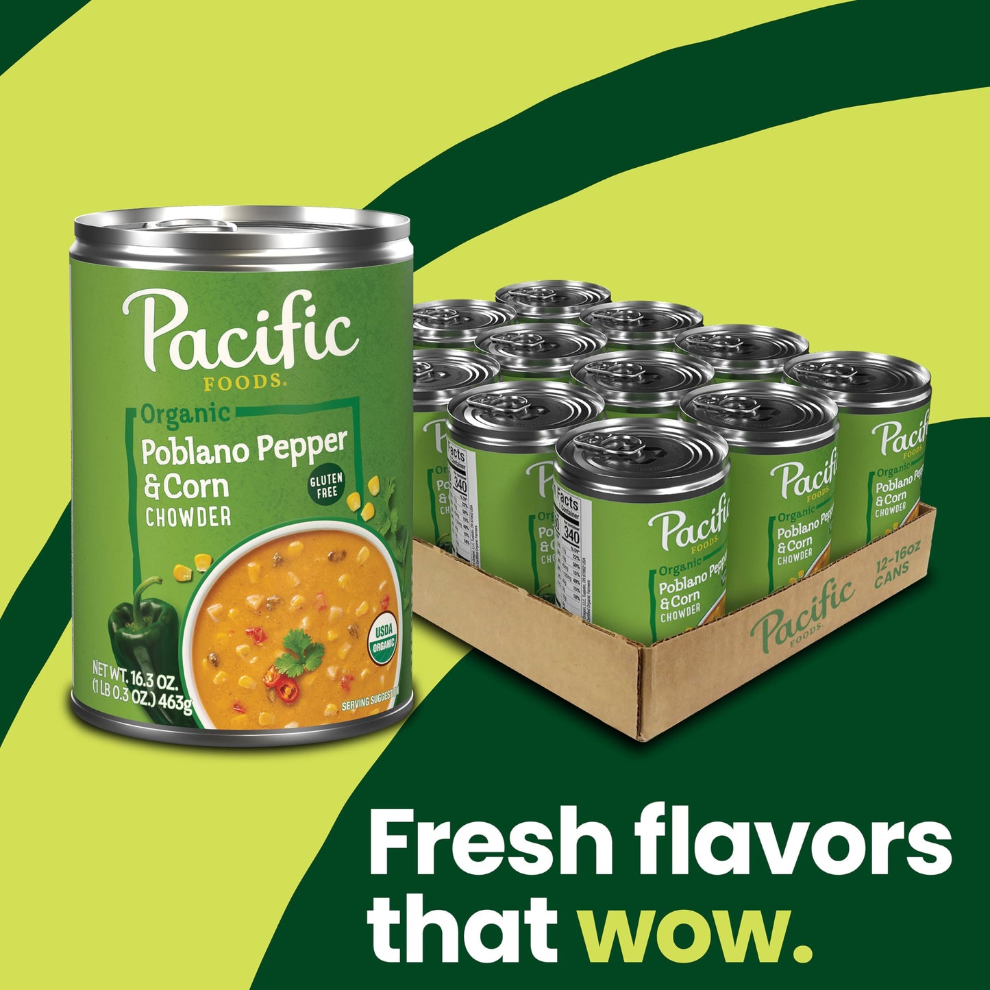 Pacific Foods Organic Poblano Pepper And Corn Chowder, 16.3 Oz Can (Pack Of 12)