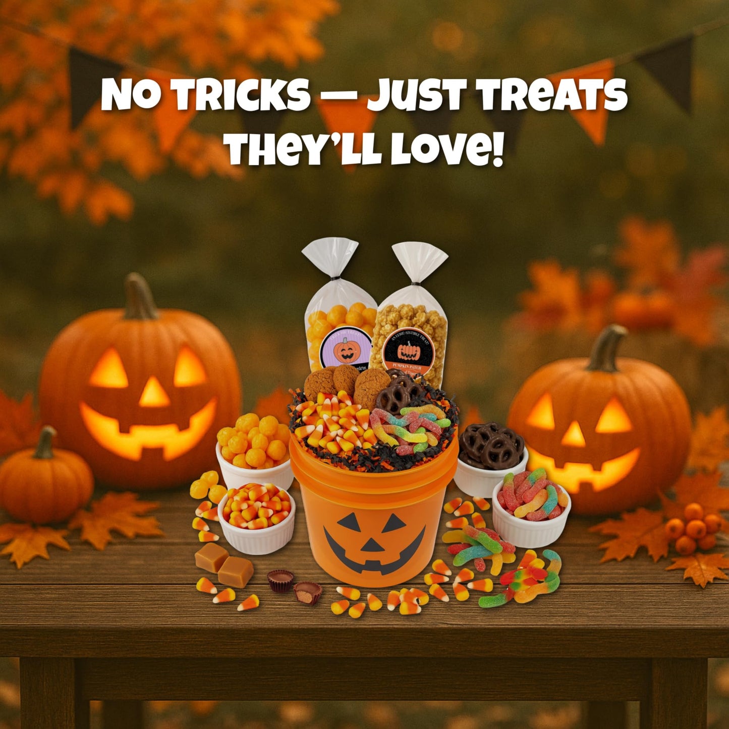 Halloween Snack Pail Gift Basket, Candy And Snacks Care Package Assortment For Boys Girls College Students Office Children Kids