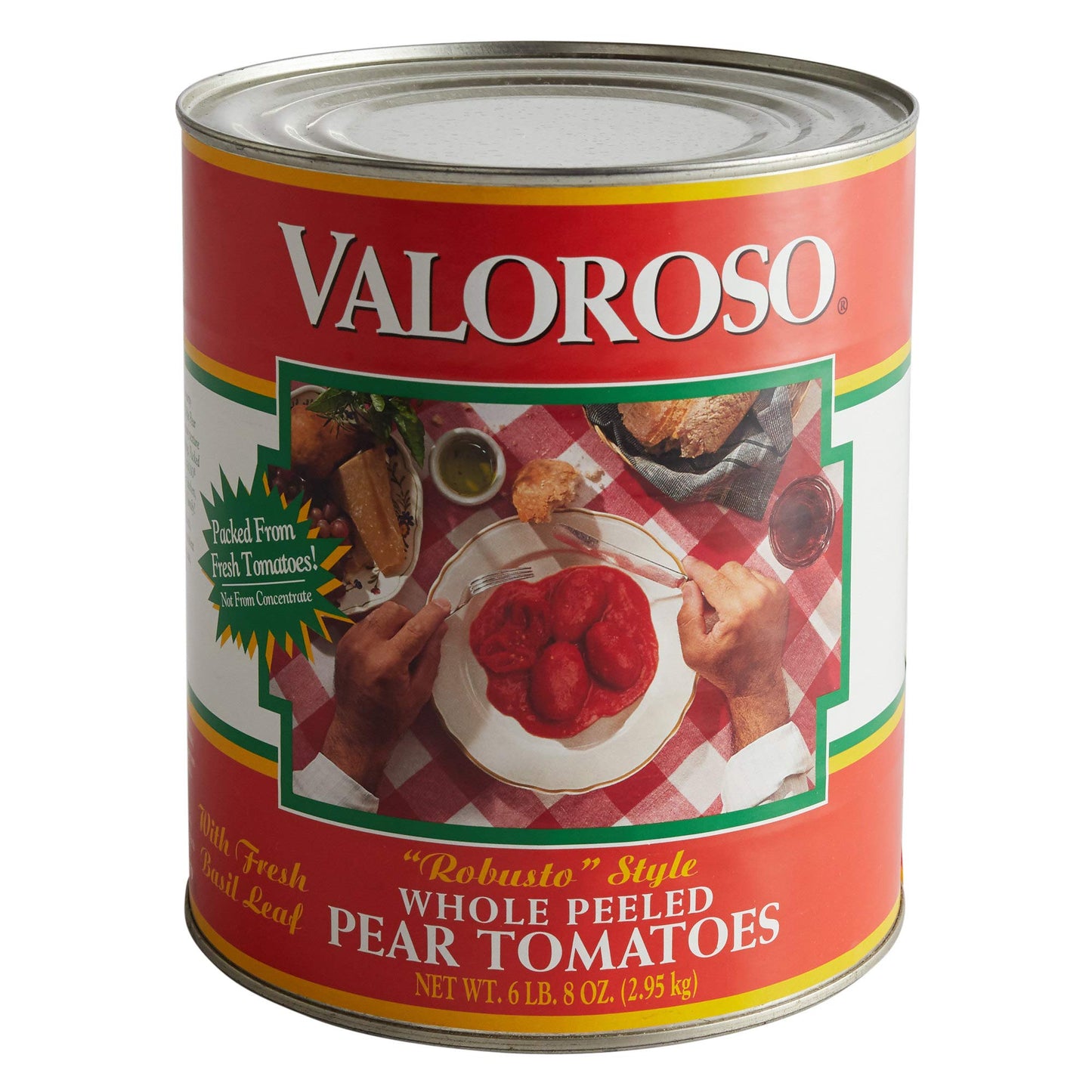 Stanislaus Valoroso Robusto Style Whole Peeled Pear Tomatoes with Basil Leaf, 6-Pound 8-Ounce No. 10 Can