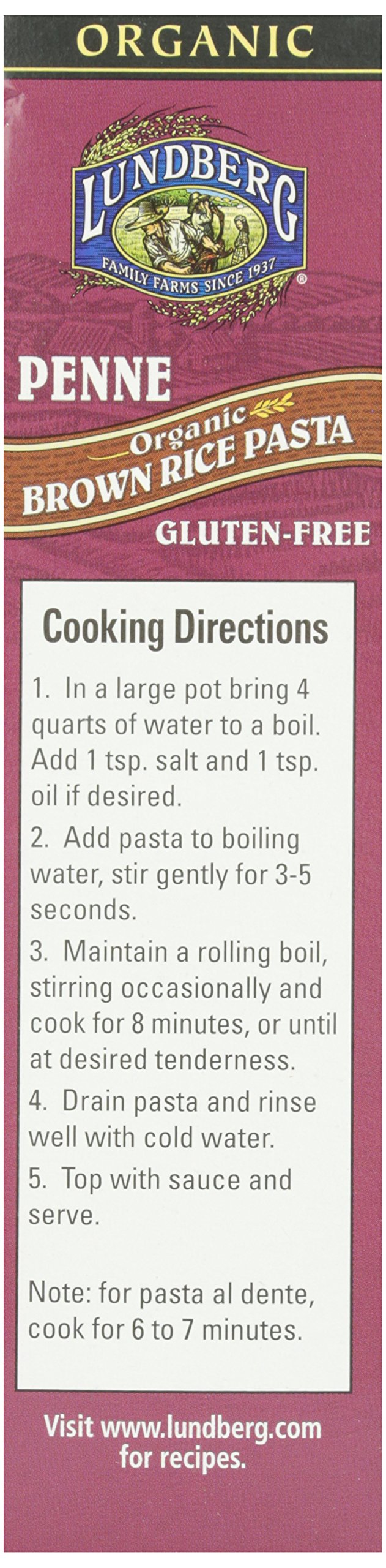 Lundberg, Penne Brown Rice Pasta, Organic, 12 Oz