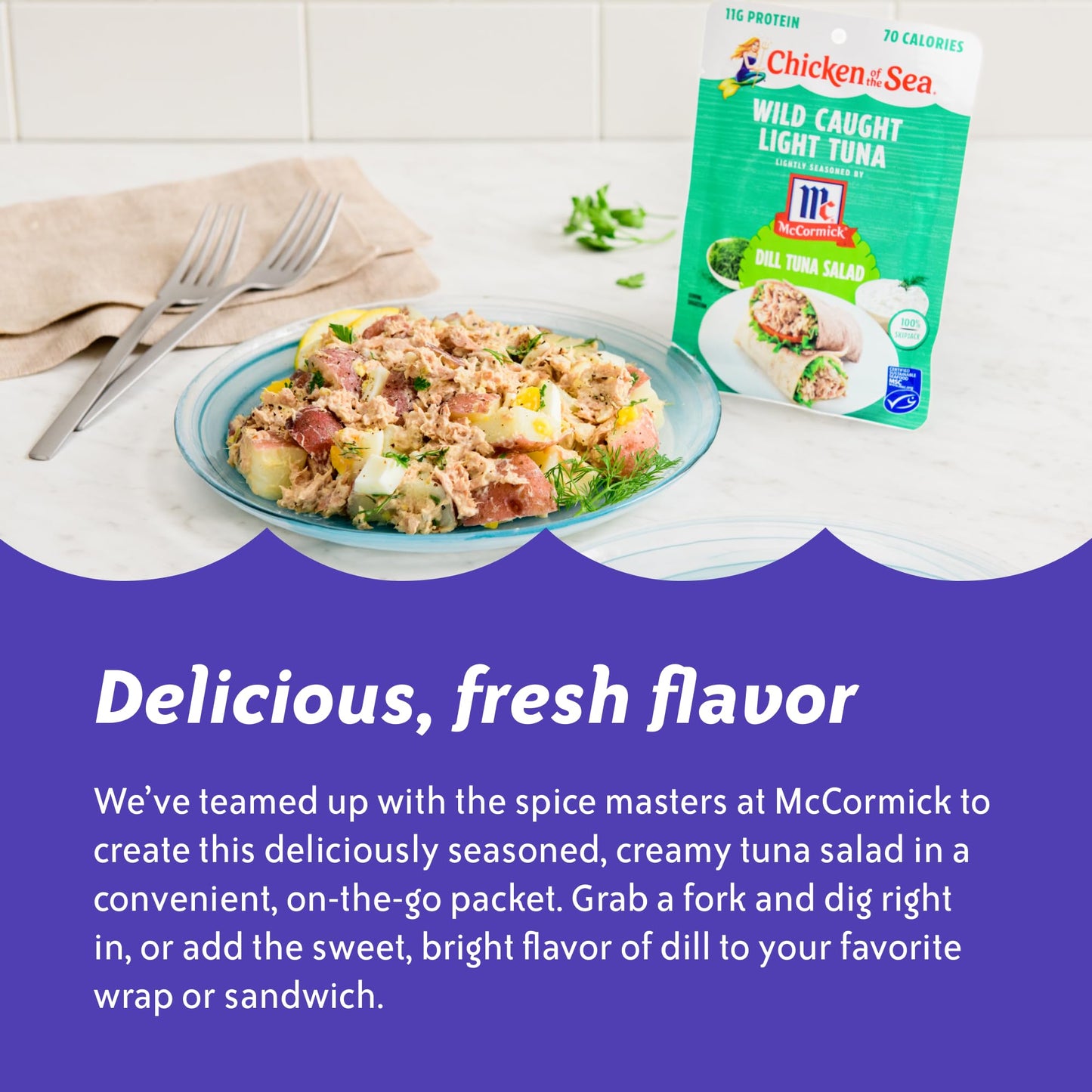 Chicken of the Sea Wild Caught Light Tuna Salad, 2.5 oz Packet, Box of 6