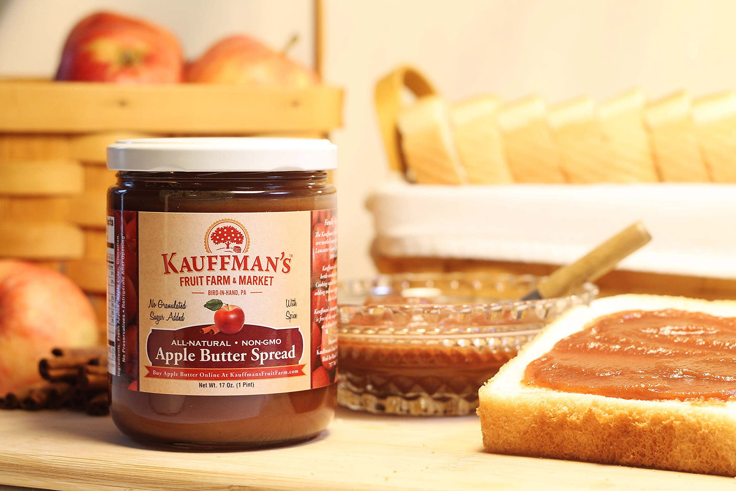 Kauffman Orchards Homemade Apple Butter Spread, No Granulated Sugar Added, 17 Oz. (Pack Of 6)