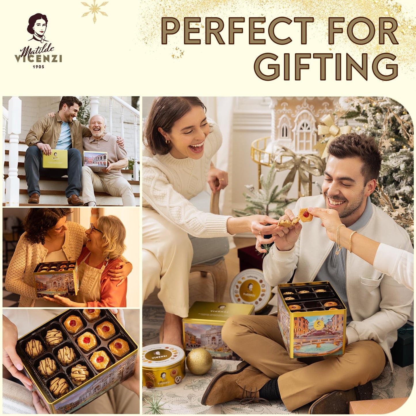 Matilde Vicenzi Millefoglie Ditalia Cookie Tin - Imported Assortment Of Italian Butter Cookies & Crispy Tea/Coffee Pastries, Kosher Dairy - Gift Box For Thanksgiving, Holiday Gifting - 13.76Oz (390G)