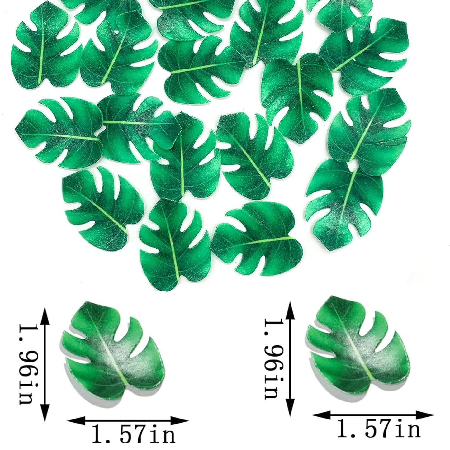 Yocity 48Pcs Edible Tropical Plam Leaves Cake Toppers Wafer Paper Tropical Palm Leaves Cupcake Toppers For Hawaii Theme Jungle S
