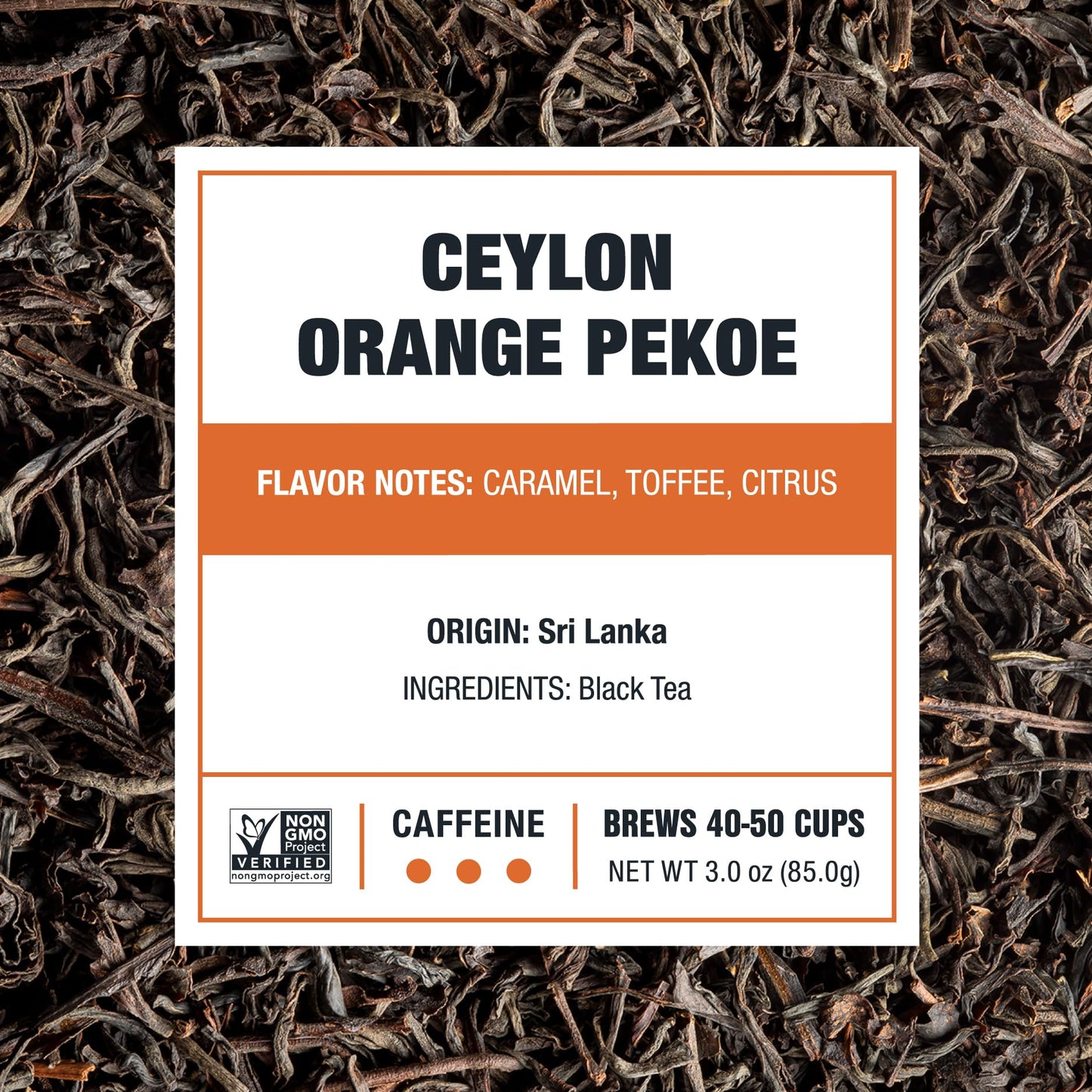 Tiesta Tea - Ceylon Orange Pekoe Black Tea | Single Origin Premium Black Loose Leaf Tea From Sri Lanka| 100% Pure Unblended High Caffeinated Tea | Hot Or Iced Tea & Up To 50 Cups - 3Oz Refillable Tin