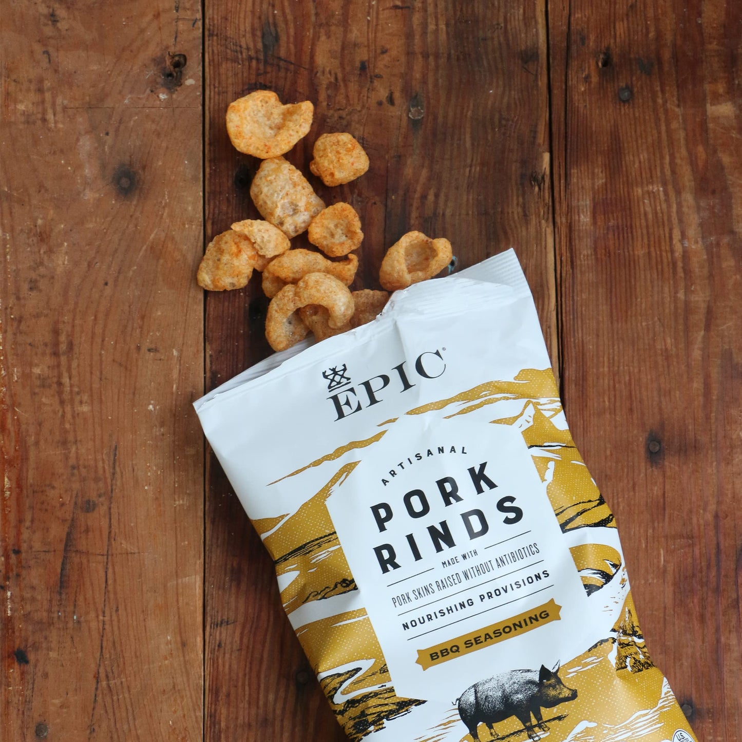 Epic BBQ Pork Rinds Gluten Free, 2.5oz - 10732153024929, 2.5 Ounce (Pack of 1)