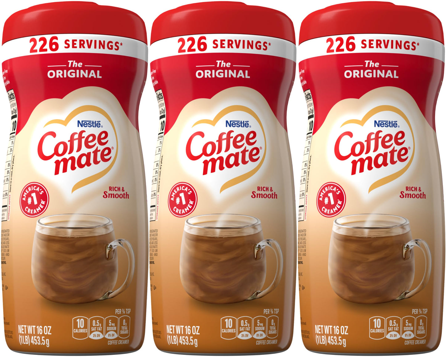 Coffee mate Original Powdered Creamer, 16 oz (Pack of 3) with By The Cup Coffee Scoop
