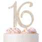 Crystal Creations 16 Cake Topper - Rose Gold Metal Decoration, Sparkly Rhinestone, 1 Count