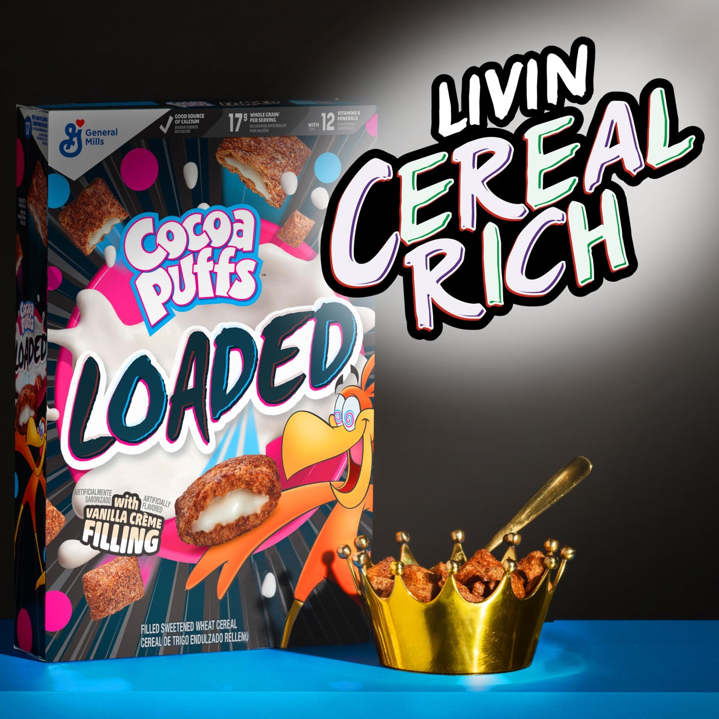 Cocoa Puffs Loaded Cereal, Chocolatey Cereal With Artificially Flavored Vanilla Crme Filling, Made With Whole Grain, Large Size,