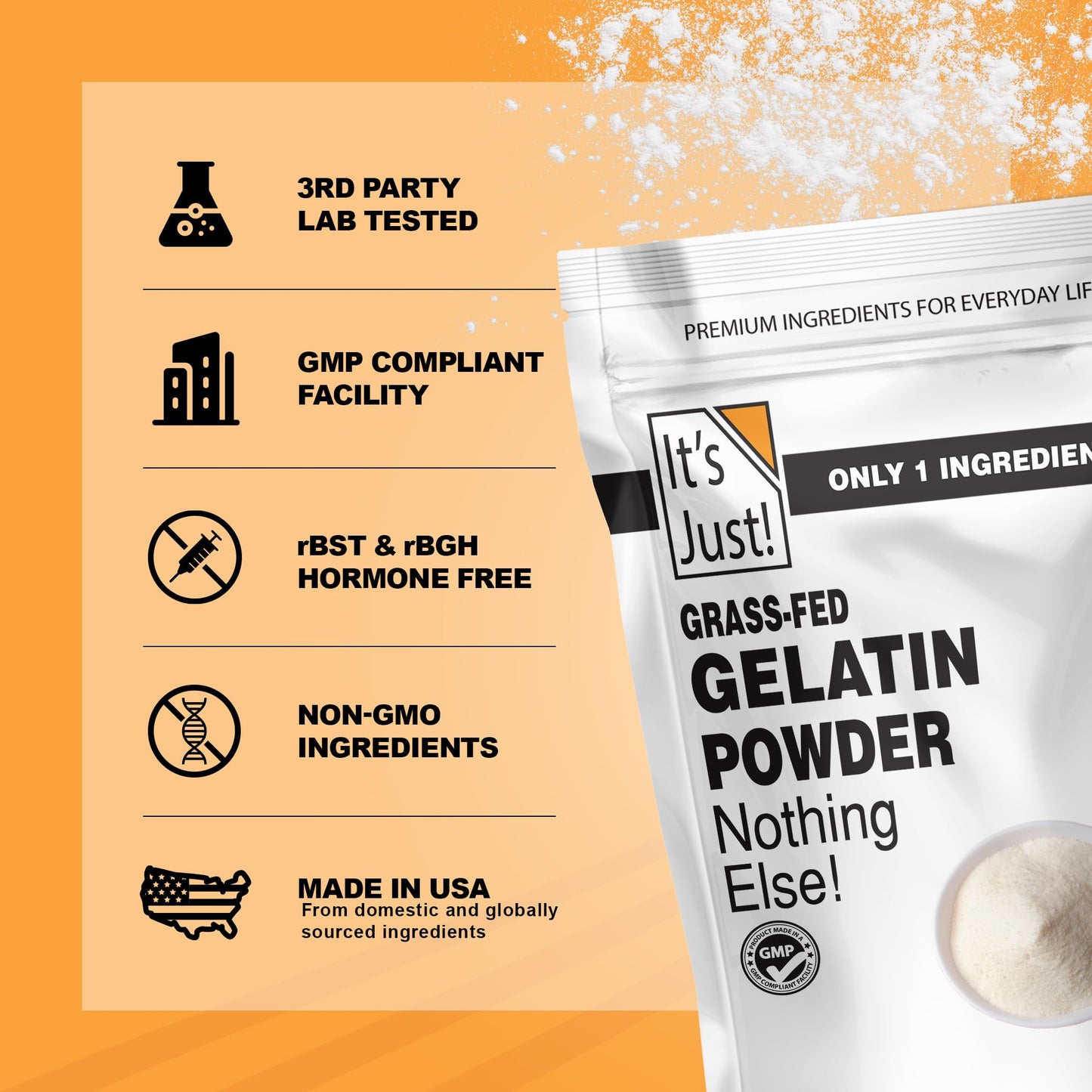 Its Just! Beef Gelatin Powder Unflavored, Grass-Fed, Non-GMO, 32oz