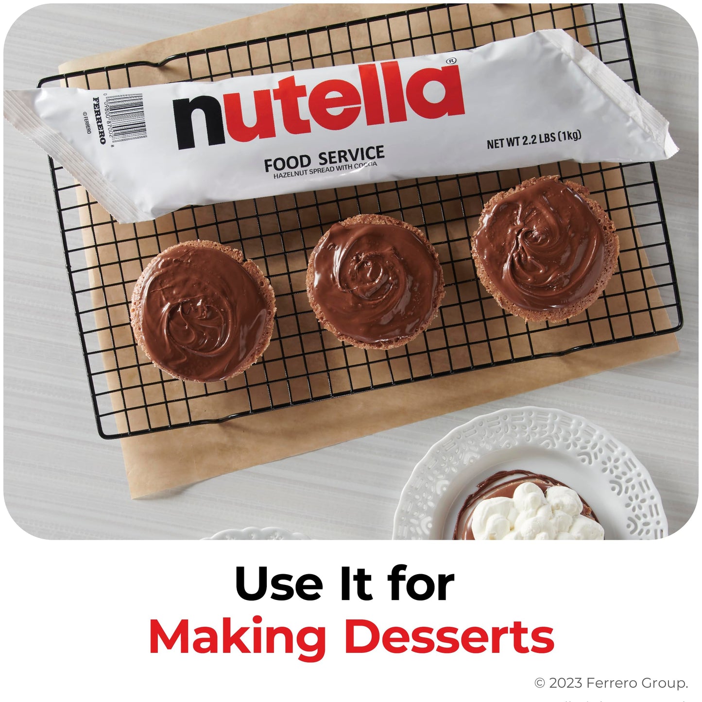 Nutella Hazelnut Spread Piping Bags, 6 Bags, Baking Supplies, Great For Restaurants And Bakeries, 211.2 Oz Total