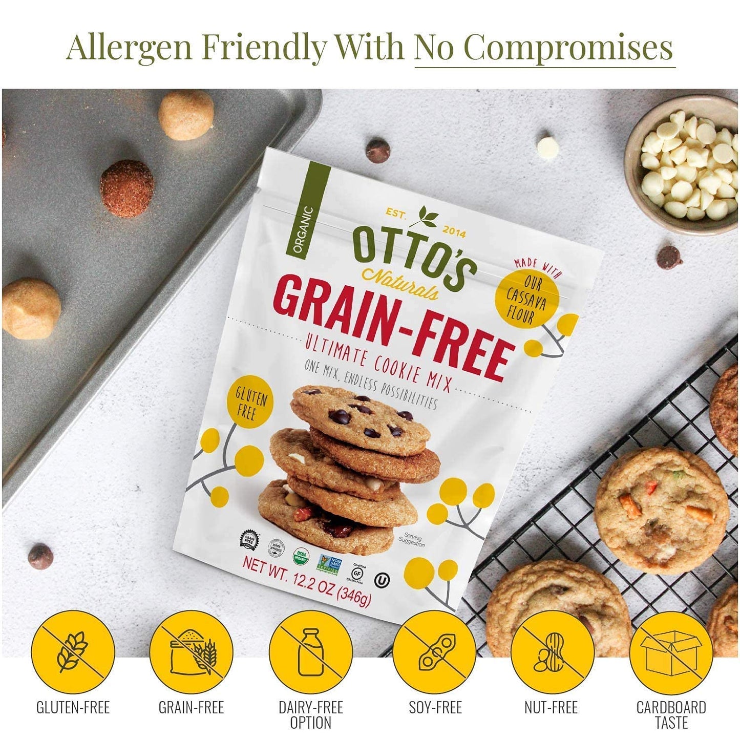 Otto'S Naturals Grain-Free Ultimate Cookie Mix, Made With Organic Cassava Flour, Gluten-Free All-Purpose Cookie Mix, Non-Gmo Ver