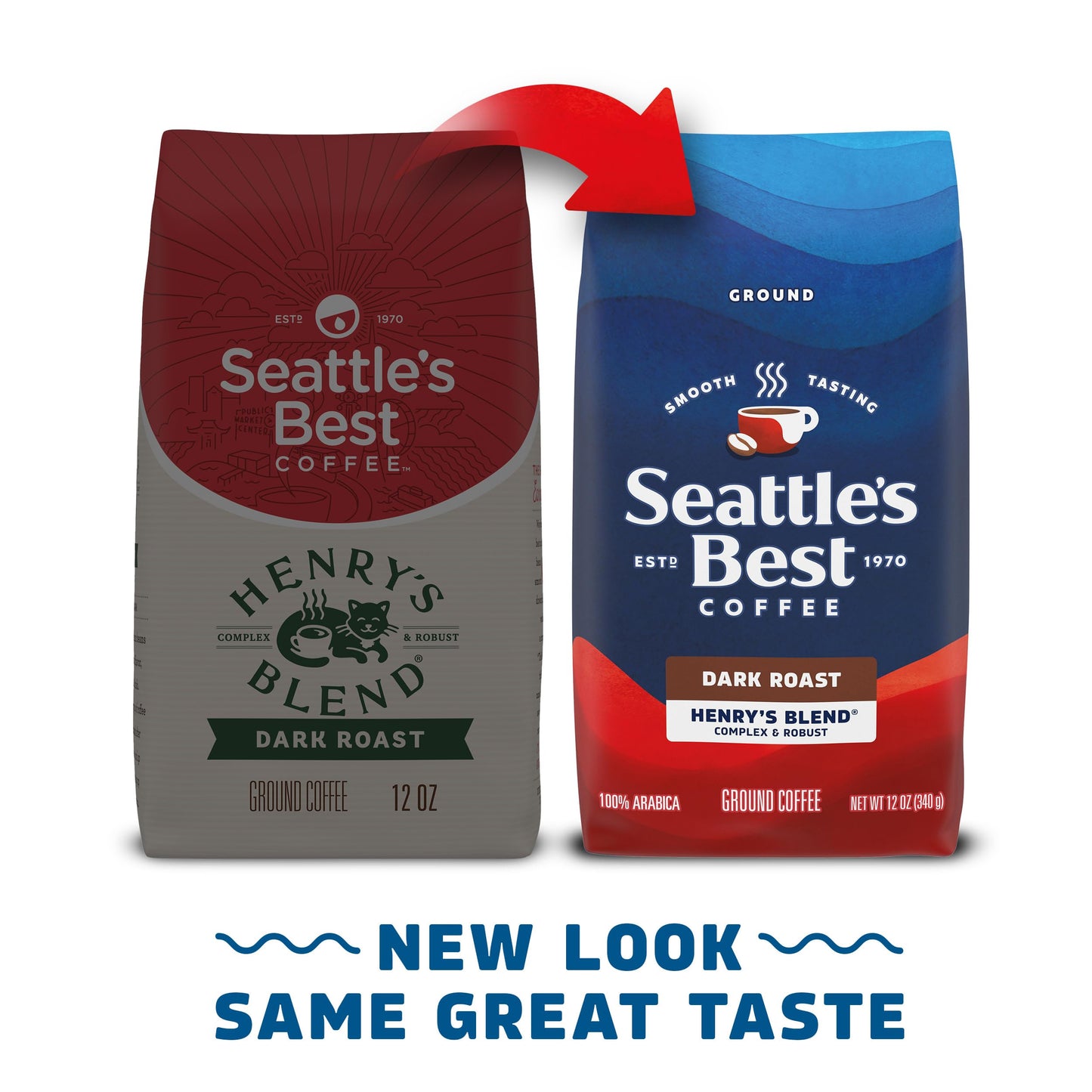 Seattle s Best Coffee Henrys Blend Dark Roast Ground Coffee | 12 Ounce Bags (Pack of 6)