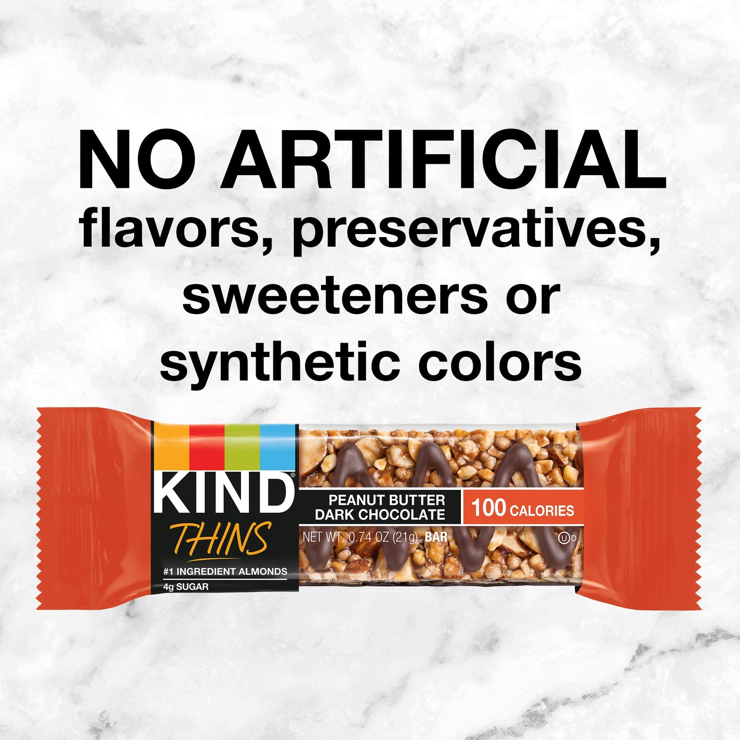 KIND THINS Peanut Butter Dark Chocolate Bars  Gluten Free Snacks  4g Sugar  0.74 OZ Bars (60 Count)