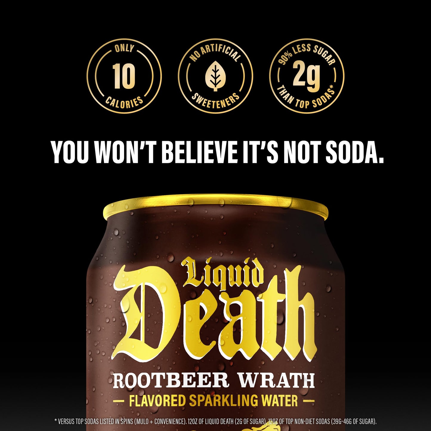 Liquid Death Rootmalt-inspired Wrath Sparkling Water, Low Sugar, 12oz Cans, 12-Pack