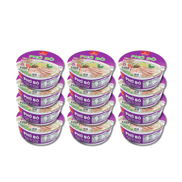 VIFON Pho Bo Vietnamese Beef Flavor Rice Noodle Bowl, 70g (Pack of 12) | Authentic Vietnamese Instant Pho | Halal Certified | In