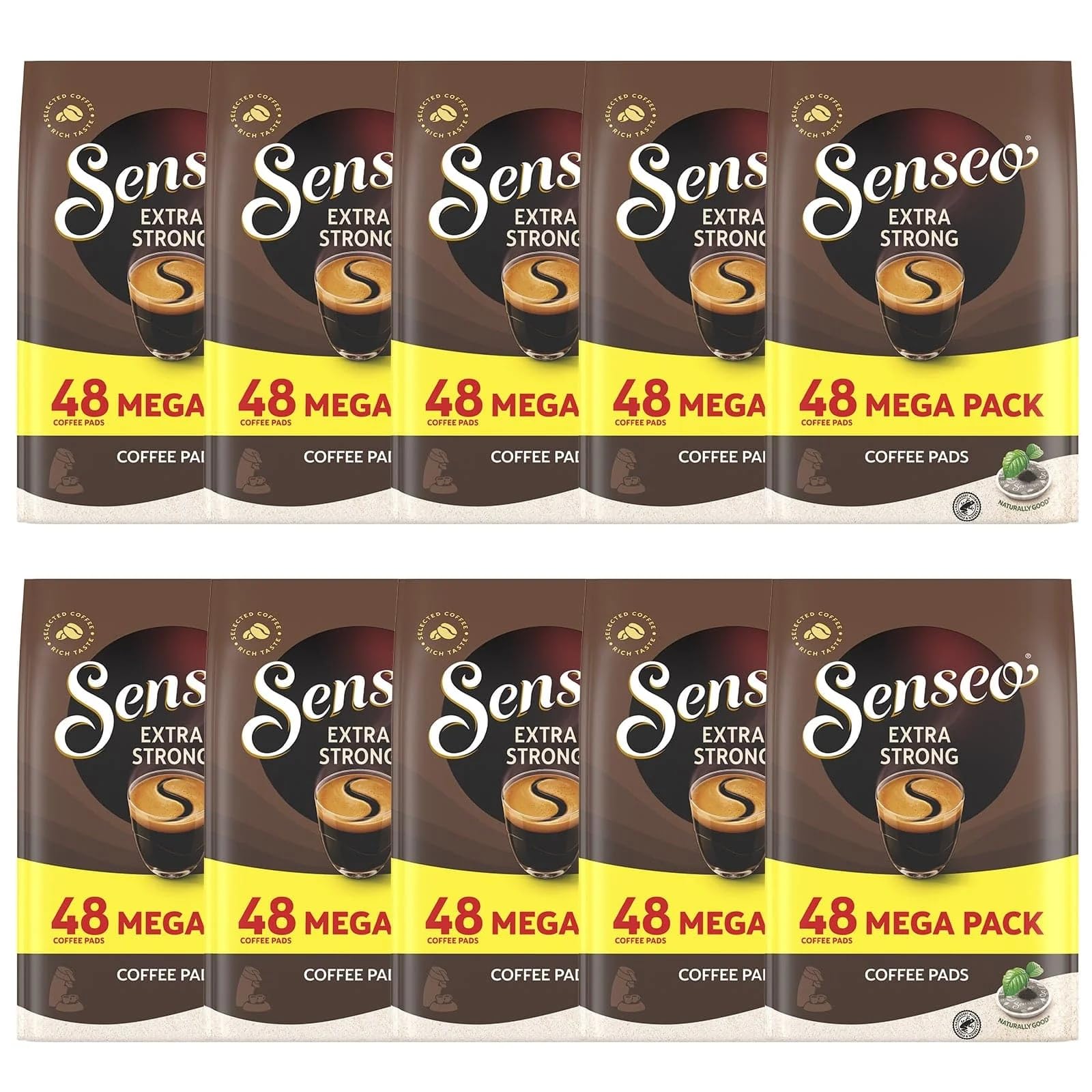 Senseo Extra Strong Dark Roast Coffee Pods, 48 Count (Pack Of 10) - Single Serve Coffee Pods Bulk Pack For Senseo Coffee Machine - Compostable Coffee Pods For Hot Or Iced Coffee, Cold Brew Coffee