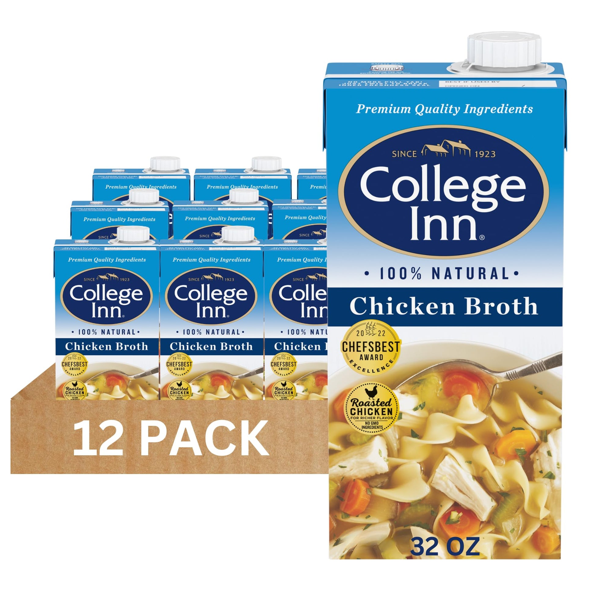College Inn 100% Natural Chicken Broth  12 Pack  32 Oz Carton