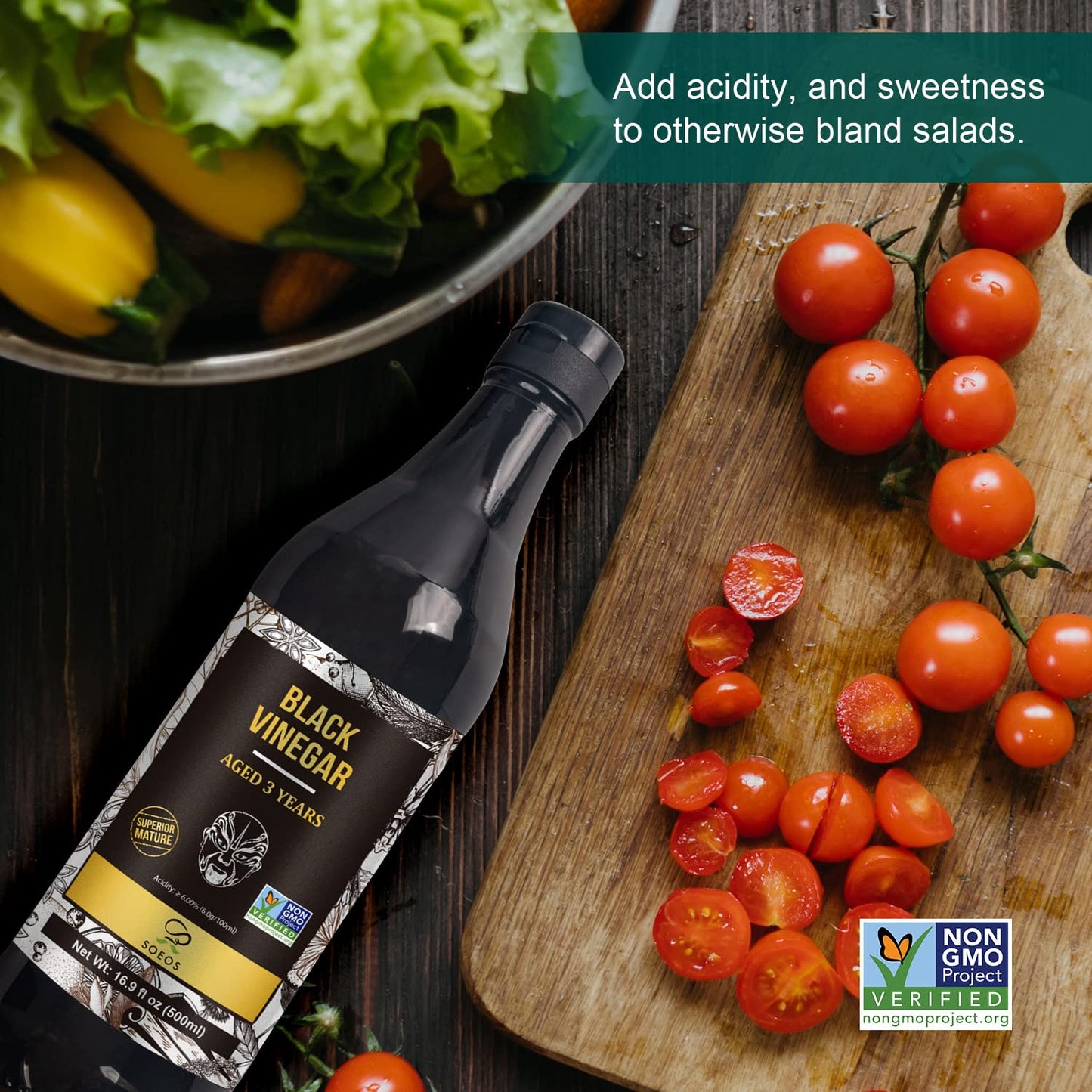 Soeos Chinkiang Vinegar, Chinese Black Vinegar, 16.9 fl oz (Pack of 2)