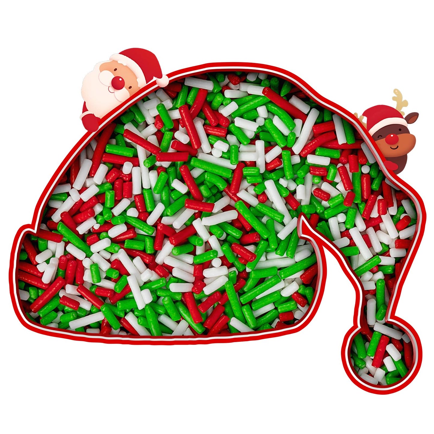 Christmas Jimmies Sprinkles for Cake Decorating,White Red and Green Jimmies Mix,Edible Sugar Holiday sprinkle for Cupcake Topper