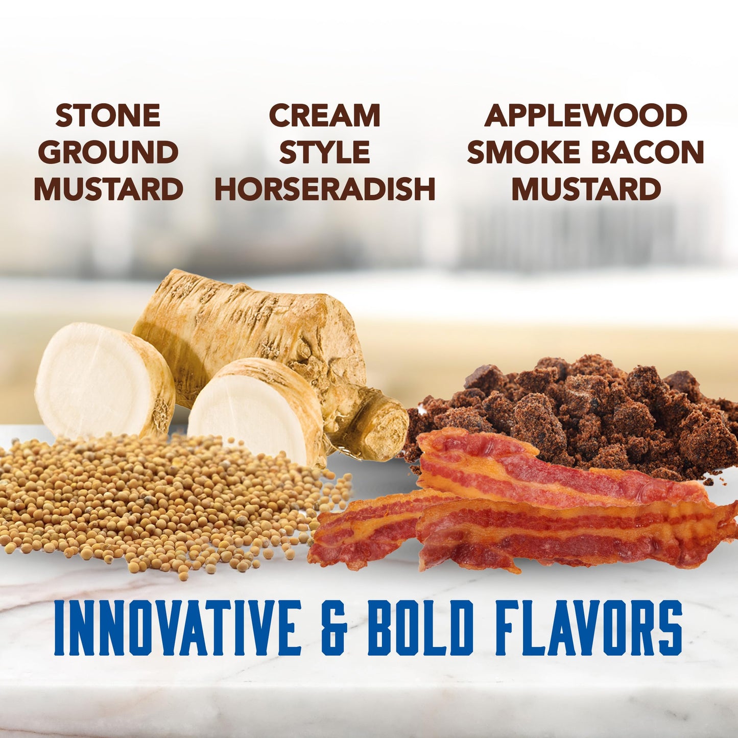 Inglehoffer Condiment Variety Pack, Stone Ground Mustard, Cream Style Horseradish And Applewood Smoked Bacon Mustard (Pack Of 3)
