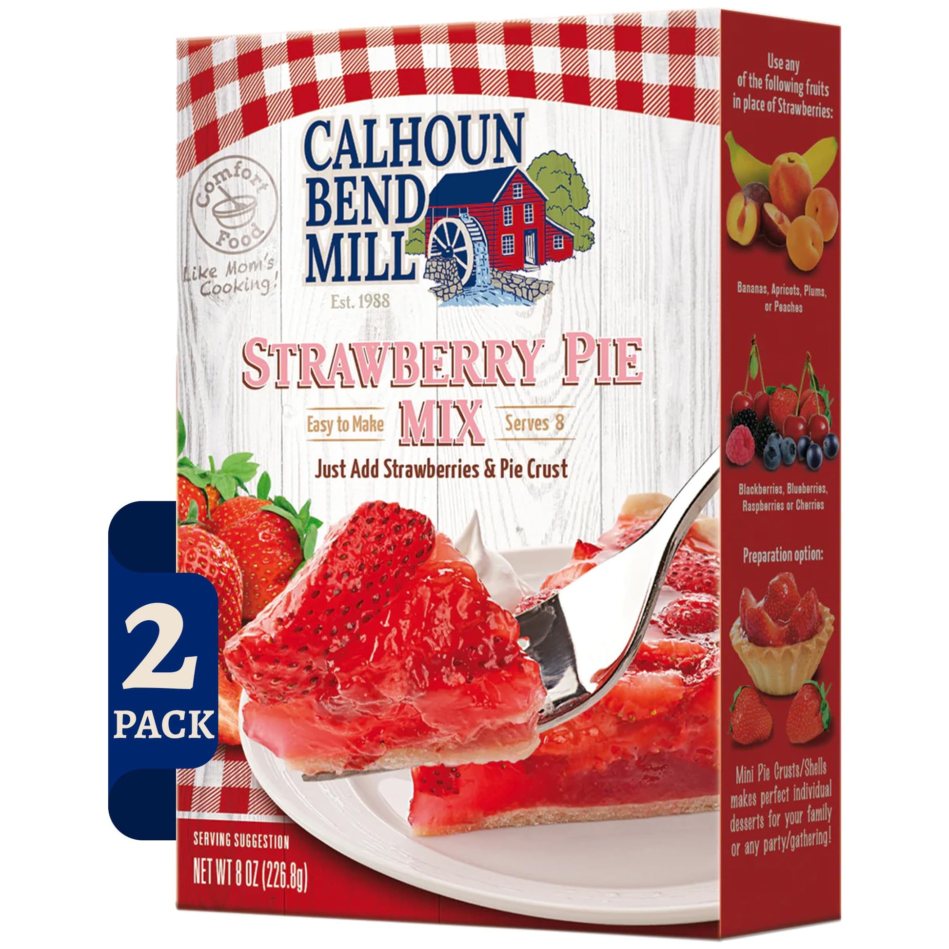 Calhoun Bend Mill Strawberry Pie Mix | Easy and Delicious Homemade Strawberry Pie Filling | Perfect for Baking, Desserts, and Tr