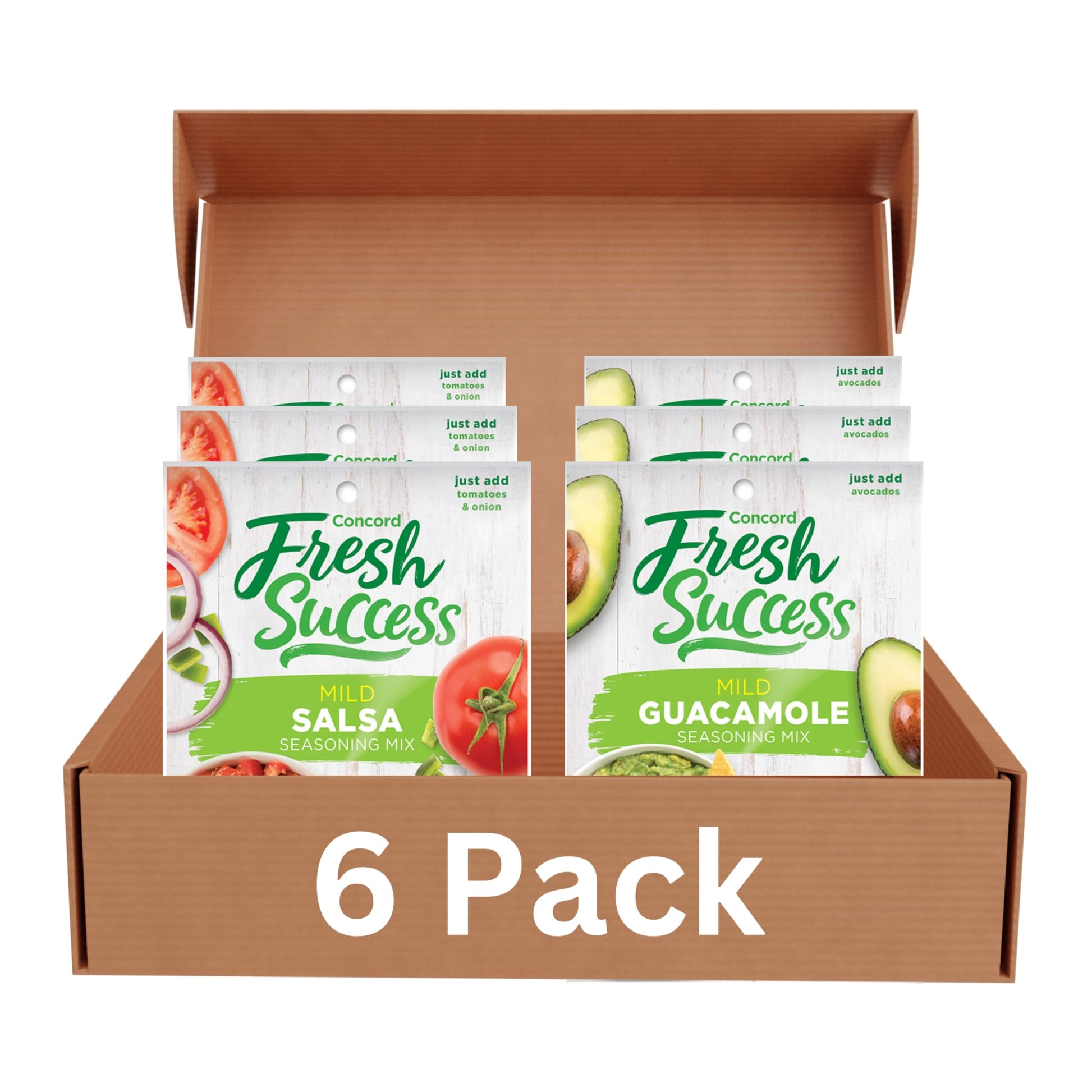 Concord Foods Salsa & Guacamole Mix Variety Pack, Medium Spice, 1.06 Ounce Pouches (6 Total)