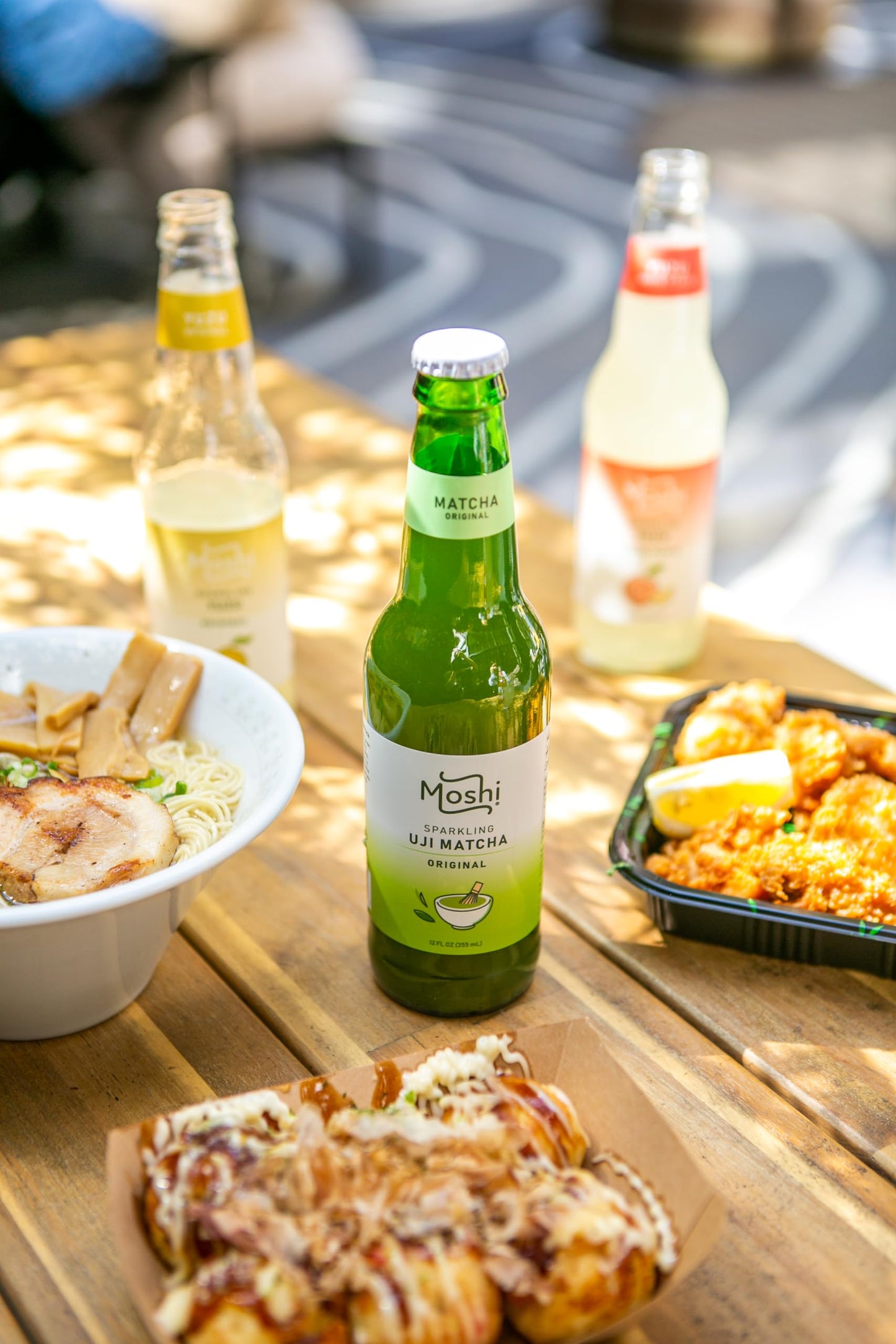 Moshi Sparkling Drinks - Original Matcha - 12 Bottles - Caffeine-Free, Refreshing Beverage