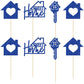 Gyufise Cupcake Toppers, 24 Pack Glitter Housewarming Picks, Blue, Paper, Model ZN0169-1-BL