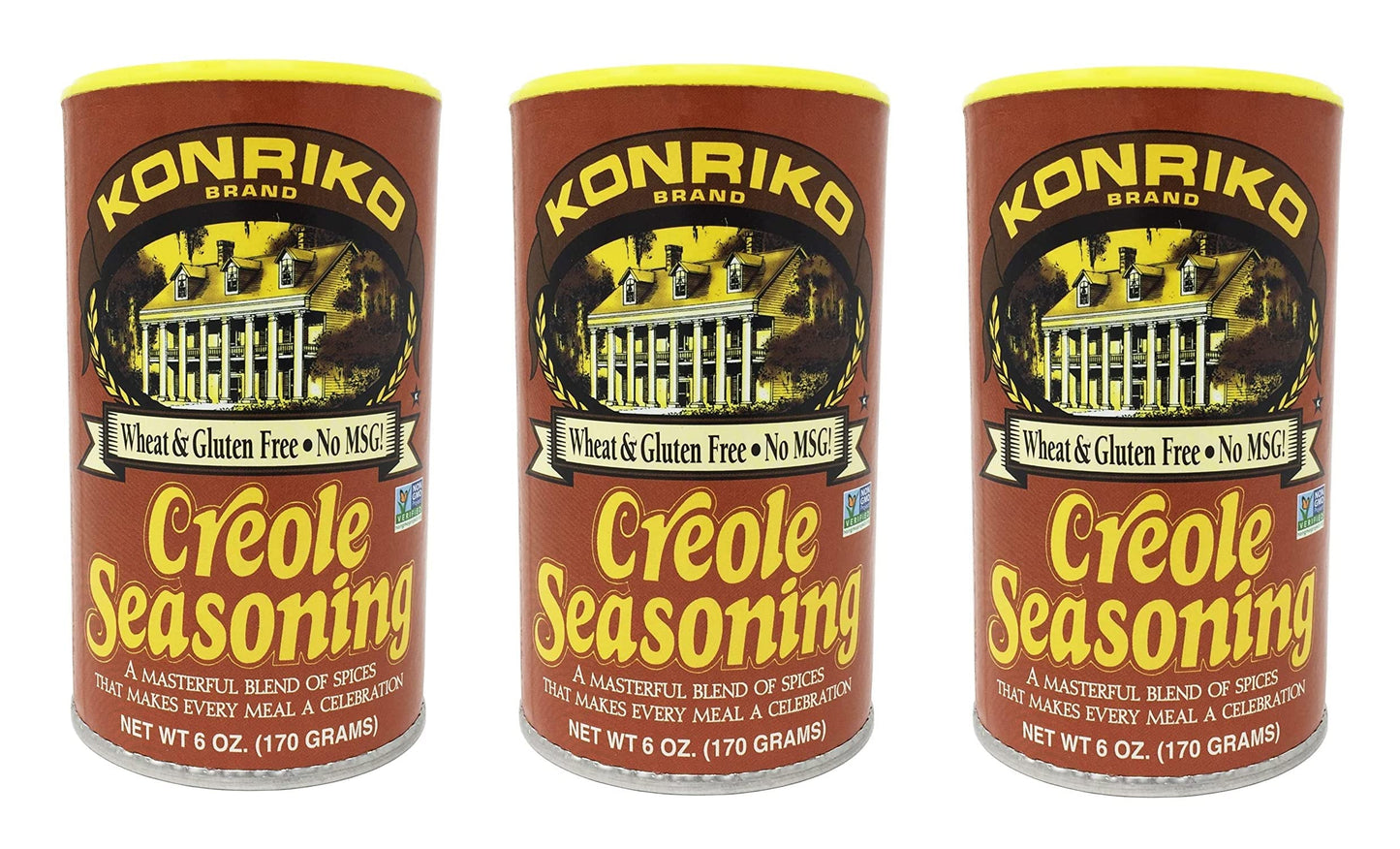 Konriko Creole Seasoning, 6 oz (Pack of 3) - Gluten Free, Wheat Free, No MSG - Perfect for Flavorful Cooking