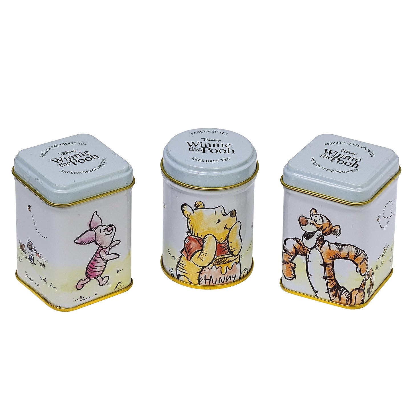 New English Teas Winnie The Pooh & Friends 3X Mini Tea Tins With English Loose Leaf Tea