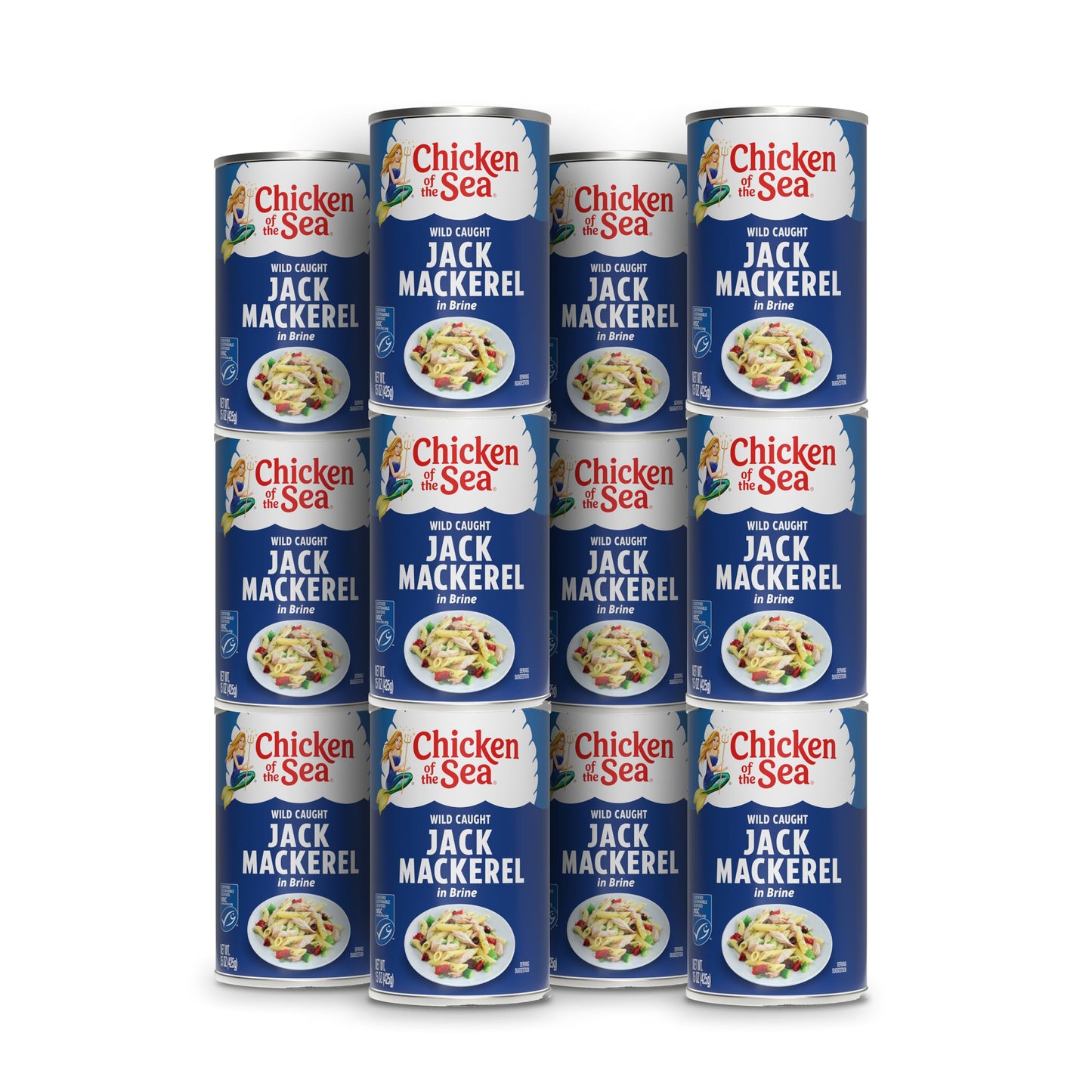 Chicken of the Sea Jack Mackerel in Brine  15 oz. Cans (Pack of 12)  Nutrient Rich  Wild Caught Canned Mackerel