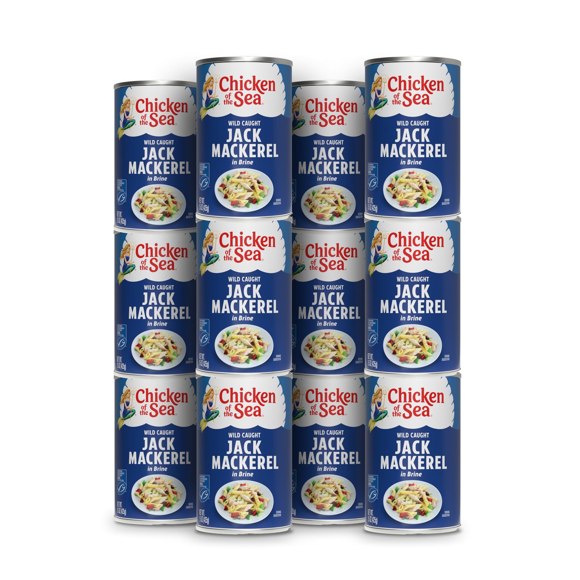 Chicken of the Sea Jack Mackerel in Brine  15 oz. Cans (Pack of 12)  Nutrient Rich  Wild Caught Canned Mackerel