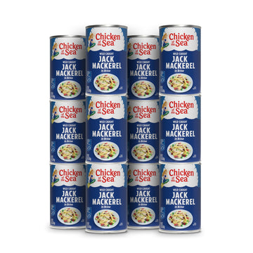 Chicken of the Sea Jack Mackerel in Brine  15 oz. Cans (Pack of 12)  Nutrient Rich  Wild Caught Canned Mackerel