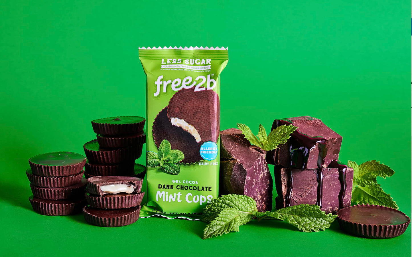 Free2B Dark Chocolate Mint Cups, Safe For School And Allergy Friendly - Gluten-Free, Dairy-Free, Nut-Free, And Soy-Free - Dark Chocolate, 2-Cup Packages (Pack Of 12)