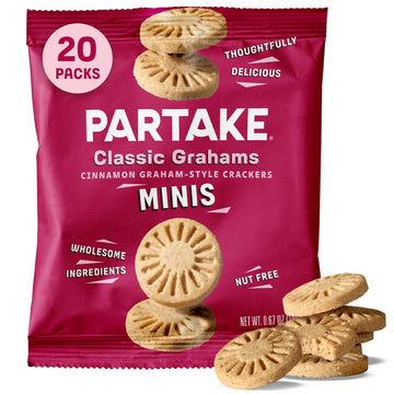Partake Foods Gluten Free Classic Graham Cracker Minis - Vegan - Free From the Top 9 Allergens Including Dairy, Wheat, Soy, Eggs