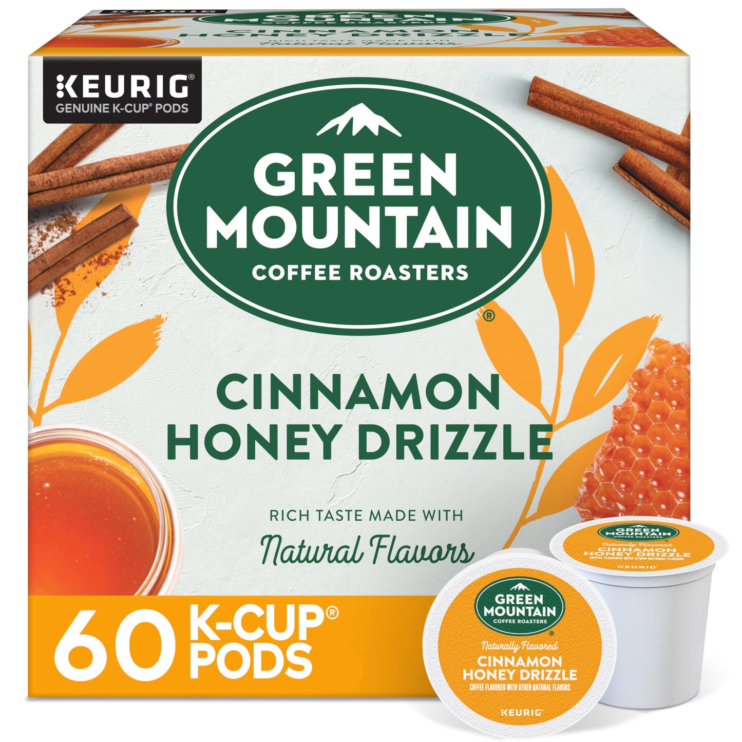 Green Mountain Coffee Roasters K-Cup Pods, Cinnamon Honey Drizzle, 60 Count (6 Boxes of 10)