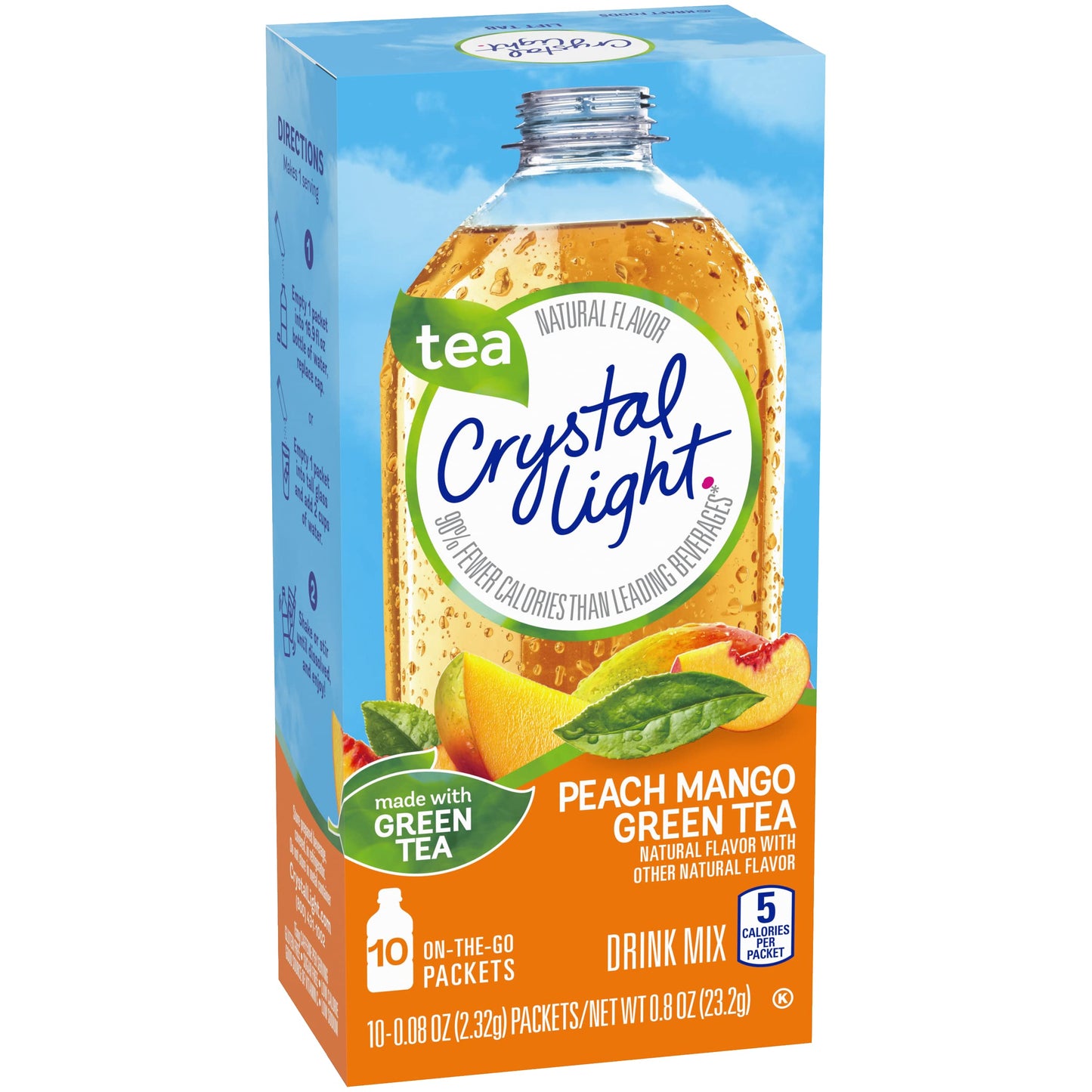Crystal Light On The Go Peach Mango Green Tea Drink Mix, 10-Packet Box (Pack Of 7)
