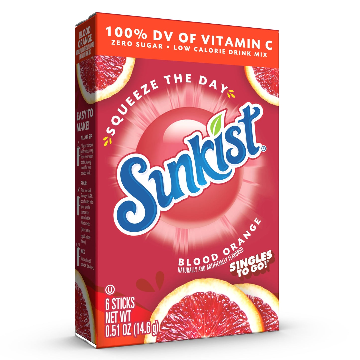 SINGLES TO GO! Drink Mix Packets, Blood Orange, 6-Count Box, 3.06 Ounce (Pack of 12)