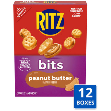 RITZ Bits Peanut Butter Sandwich Crackers, 8.8 oz Pack of 12