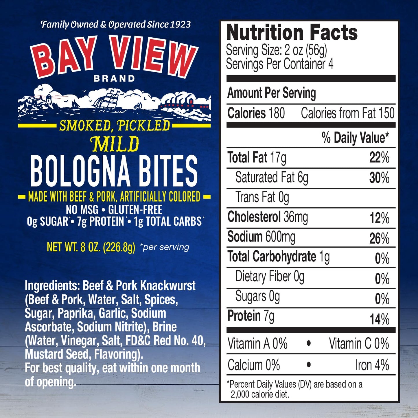 BAY VIEW BRAND Smoked Pickled Polish Sausage, Gluten Free, No MSG, 0g Sugar, 8oz