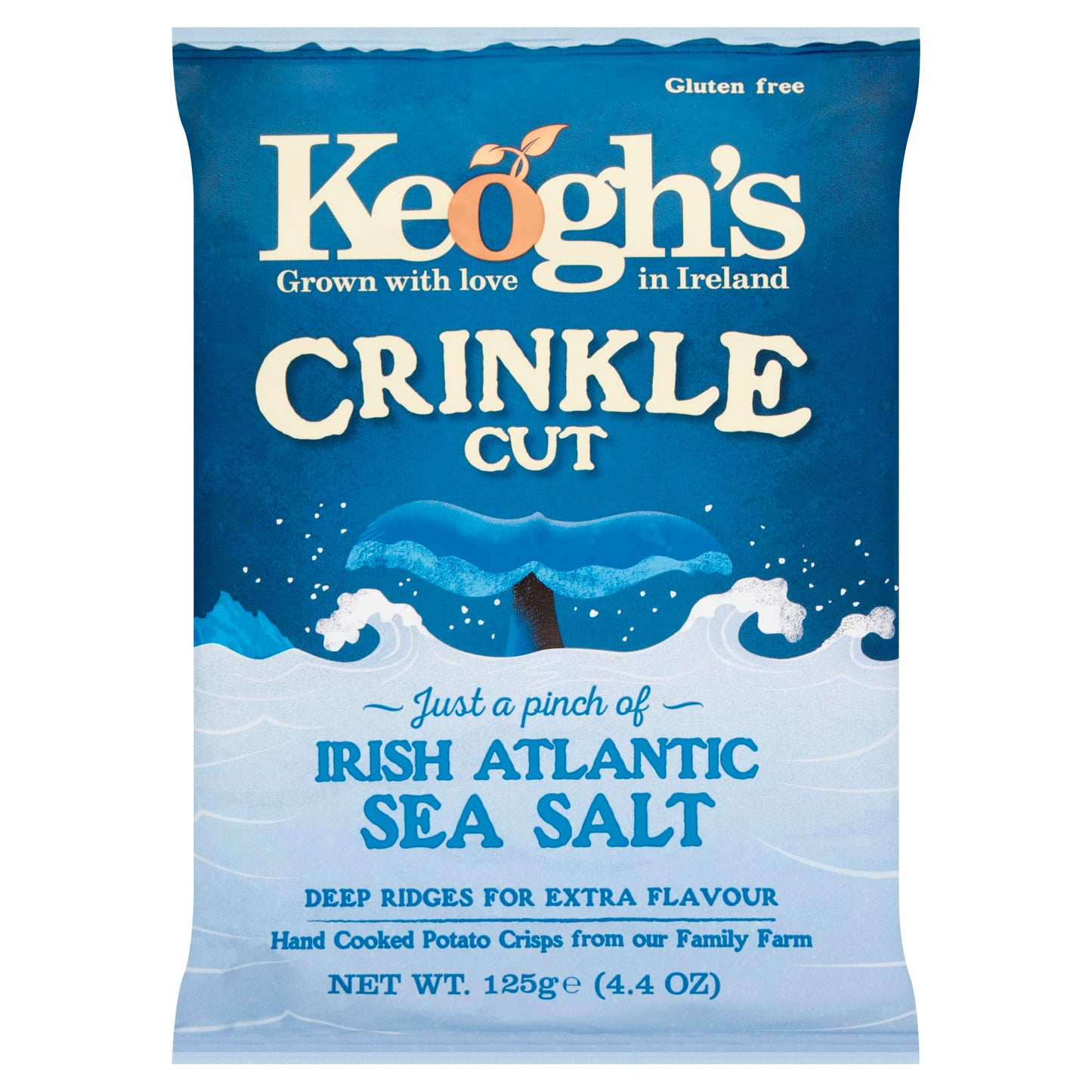 Keoghs Crinkle Cut Irish Atlantic Sea Salt Potato Crisps, 4.4 oz, Pack of 3
